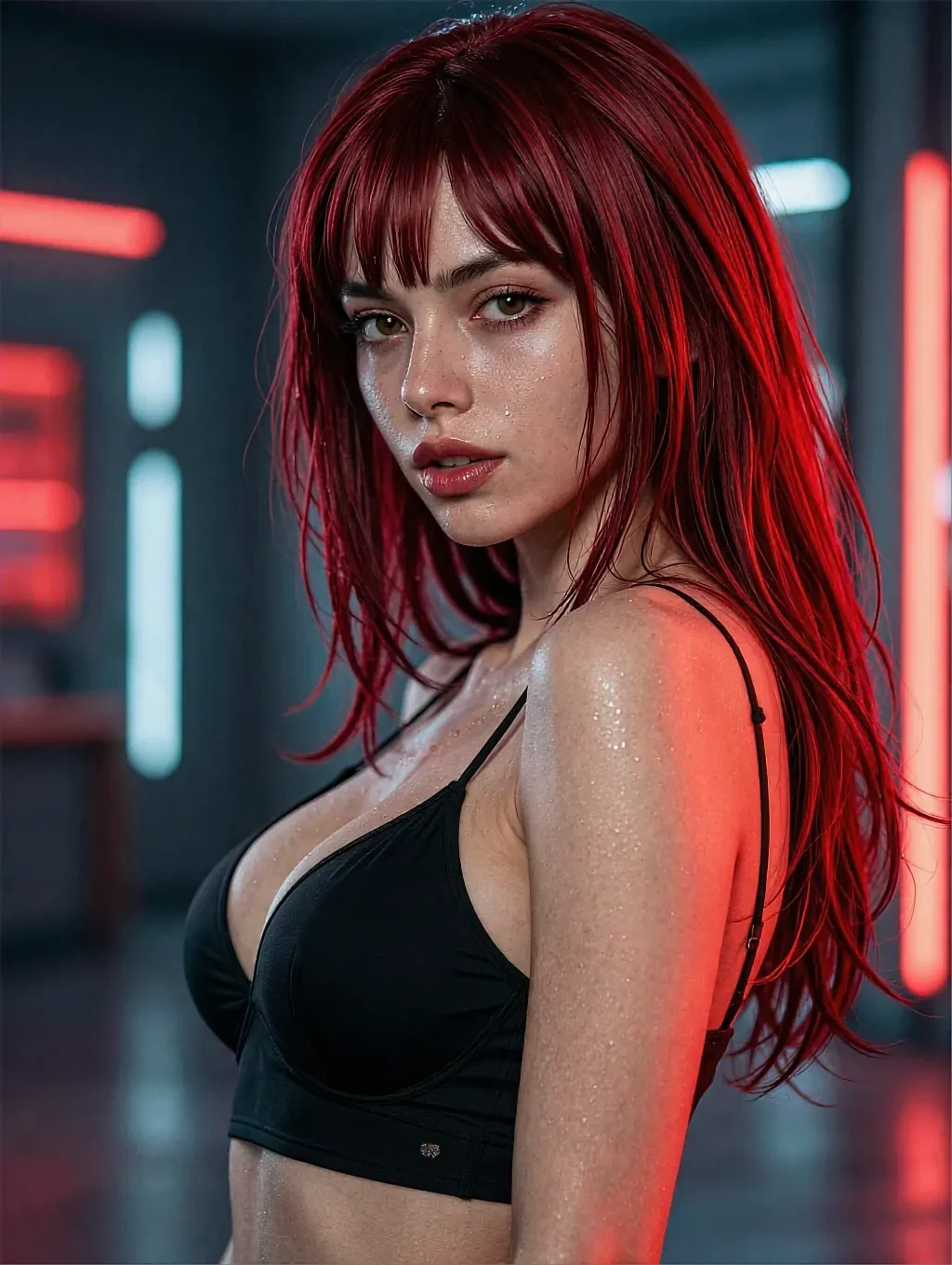 Fictional AI character featured on the second landing page, on a balcony